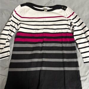 Christopher & Banks Black and White Top with Pink Accents